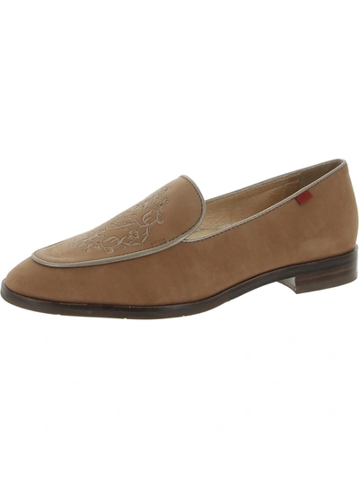 Shop Marc Joseph Leonard St. Womens Nubuck Embroidered Loafers In Brown