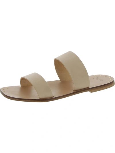 Shop Joie Bannerly Womens Leather Square Toe Slide Sandals In Beige
