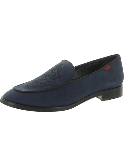 Shop Marc Joseph Leonard St. Womens Nubuck Embroidered Loafers In Blue