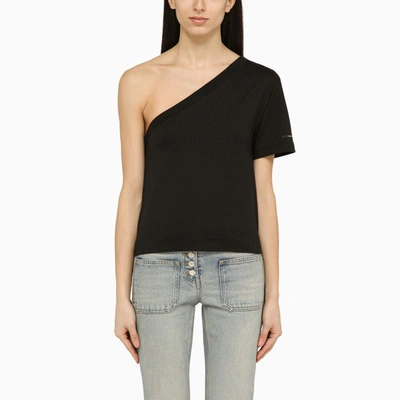 Shop Calvin Klein Black One-shoulder T-shirt In Cotton