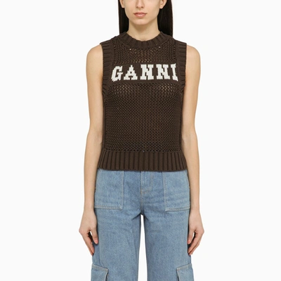Shop Ganni | Brown Knitted Waistcoat