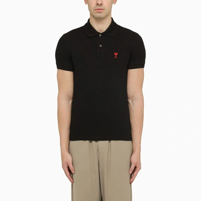 Shop Ami Alexandre Mattiussi Black Ami De Coeur Polo Shirt