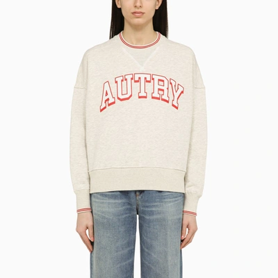 Shop Autry | Melange Crewneck Sweatshirt With Logo In Grey