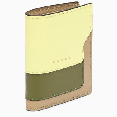 Shop Marni | Beige/green Leather Wallet