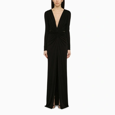 Shop Costarellos Black Silk-blend Brienne Dress