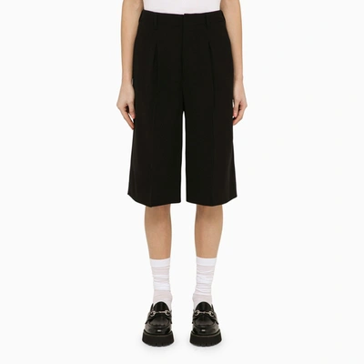 Shop Ami Alexandre Mattiussi Black Wool-blend Bermuda Shorts