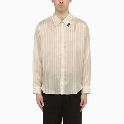 Shop Martine Rose | Striped Rayon Shirt In Yellow