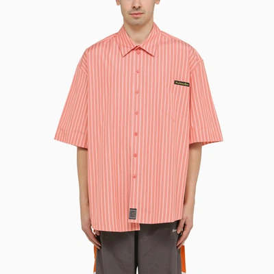 Shop Martine Rose Pink/green Striped Cotton Shirt In Multicolor