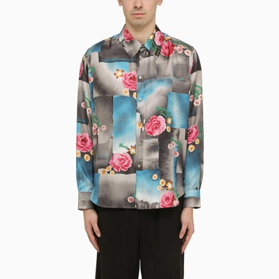 Shop Martine Rose Silk Floral Print Shirt In Multicolor