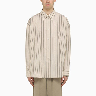 Shop Studio Nicholson Striped Cotton Shirt In Beige
