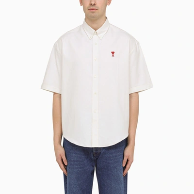 Shop Ami Alexandre Mattiussi Chalk-white Cotton Button-down Shirt