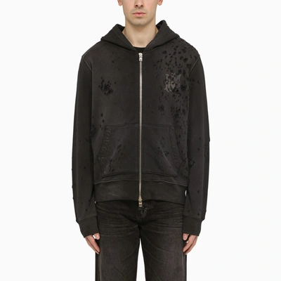 Shop Amiri | Black Zip Sweatshirt With Wear