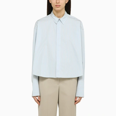Shop Ami Alexandre Mattiussi Broad Striped Blue Cotton Shirt