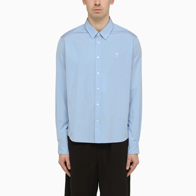 Shop Ami Alexandre Mattiussi Ami De Coeur Cashmere Blue Shirt