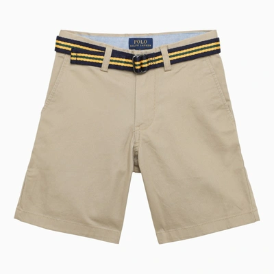 Shop Polo Ralph Lauren Beige Cotton Bermuda Shorts With Belt