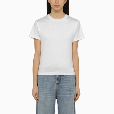 Shop Valentino White Cotton Crew-neck T-shirt