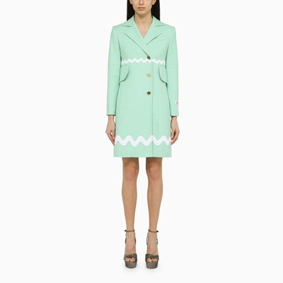 Shop Patou Single-breasted Mint Green Cotton Coat