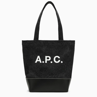 Shop Apc Small Axel Black Cotton Tote Bag With Logo