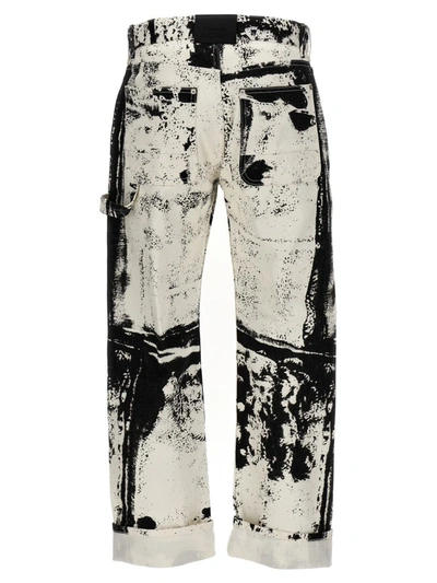 Shop Alexander Mcqueen Fold Print Jeans In White/black
