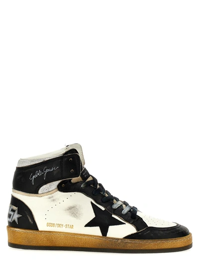 Shop Golden Goose 'sky Star' Sneakers In White/black
