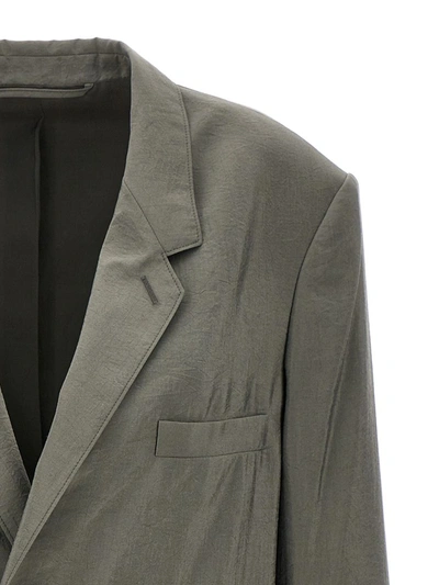 Shop Lemaire Double-breasted Blazer In Gray