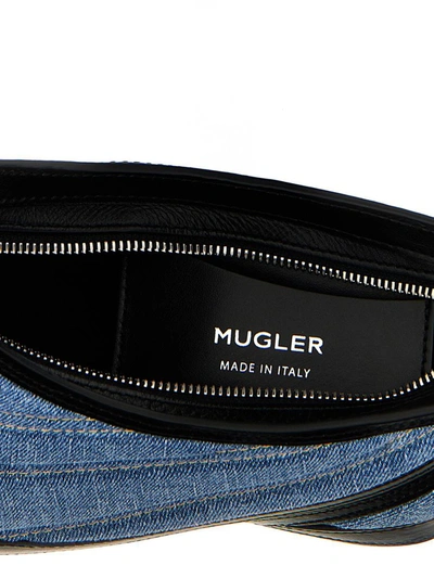 Shop Mugler 'small Denim Spiral Curve 01' Shoulder Bag In Multicolor