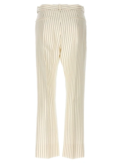 Shop Tom Ford Pinstripe Pants In White/black