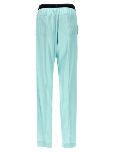 Tom Ford Jacquard-trimmed Stretch-silk Satin Wide-leg Pants In Blue