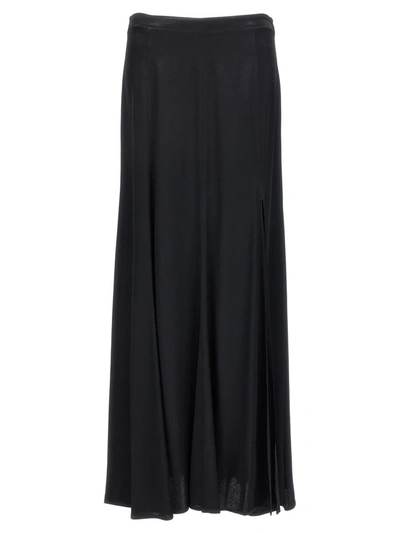 Shop Twinset Long Satin Skirt In Black