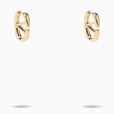 Shop Valentino Golden Oval Vlogo Signature Earrings In Metal