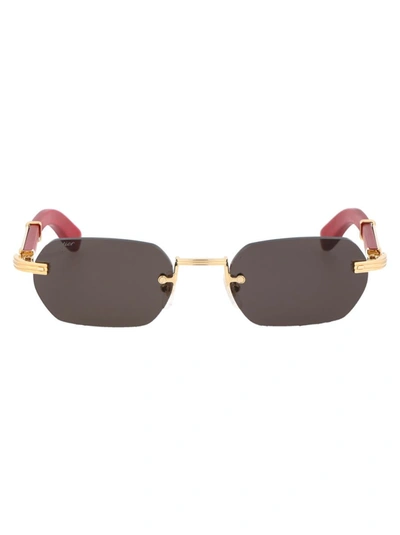 Shop Cartier Sunglasses In 004 Gold Red Grey