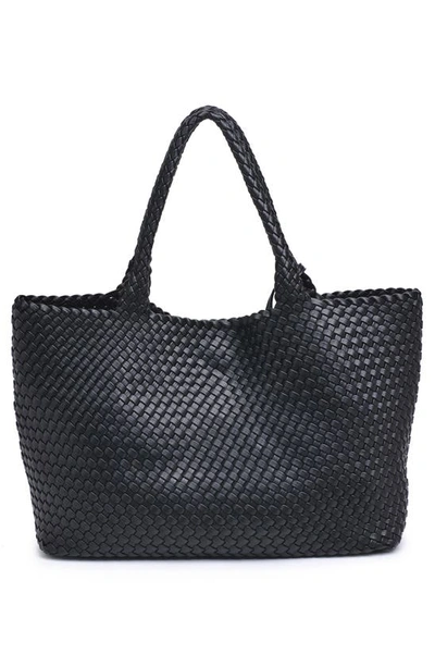 Shop Moda Luxe Woven Unlined Tote Bag And Pouch In Black