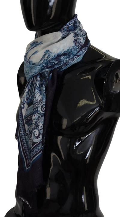 Shop Dolce & Gabbana Elegant Blue Cashmere Blend Men's Men's Scarf