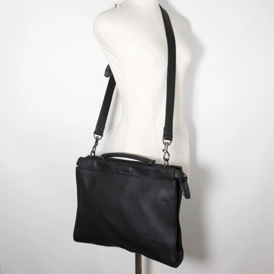 Shop Fendi Peekaboo Black Leather Shoulder Bag ()