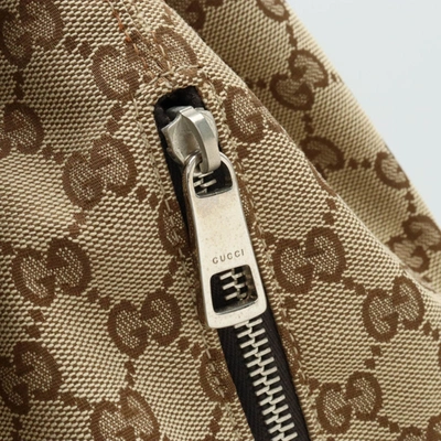 Shop Gucci Drawstring Brown Canvas Backpack Bag ()