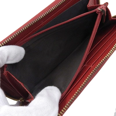Shop Gucci Zip Around Red Leather Wallet  ()