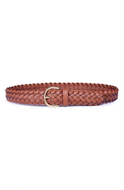 Shop Linea Pelle Classic Braided Belt In Mid Brown