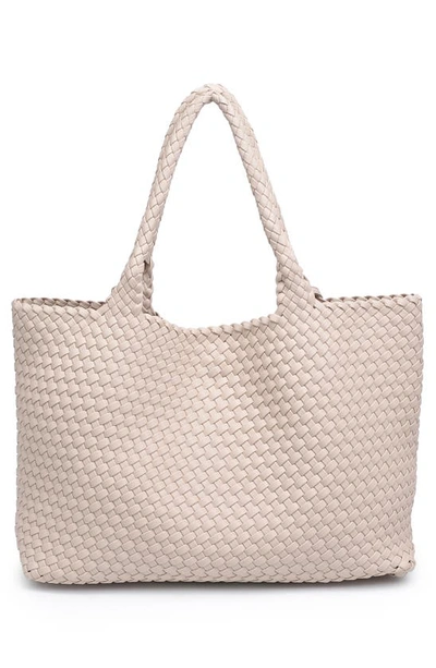 Moda Luxe Woven Unlined Tote Bag And Pouch In Ivory