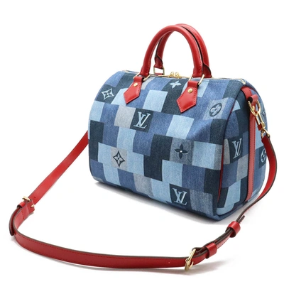 Pre-owned Louis Vuitton Speedy Bandoulière 30 Blue Denim - Jeans Handbag ()