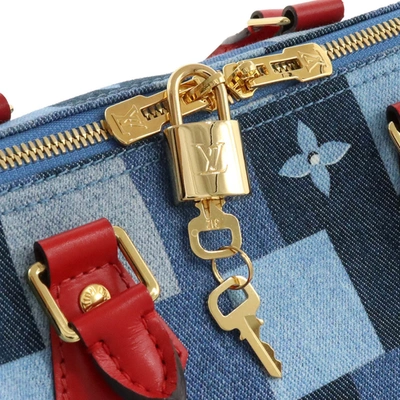 Pre-owned Louis Vuitton Speedy Bandoulière 30 Blue Denim - Jeans Handbag ()