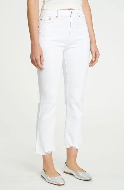 Shop Daze Shy Girl Raw Hem Crop Jeans In White Lightning