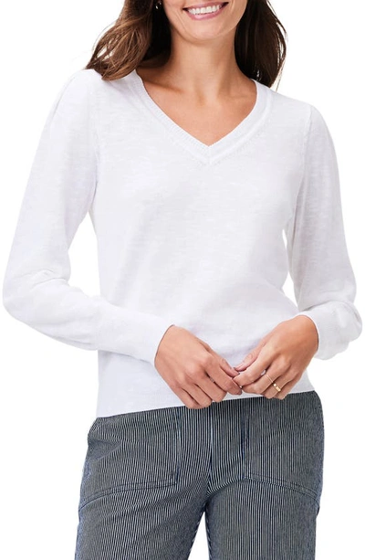 Shop Nic + Zoe Slub Cotton Blend Sweater In Paper White