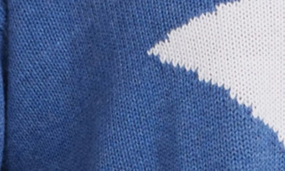 Shop Minnie Rose Star Cotton & Cashmere Crewneck Sweater In Harbour Blue/ White
