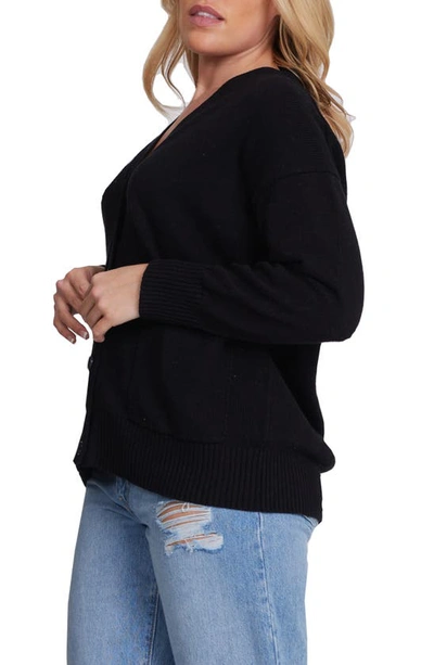 Shop Minnie Rose Oversize Cotton & Cashmere Cardigan In Black