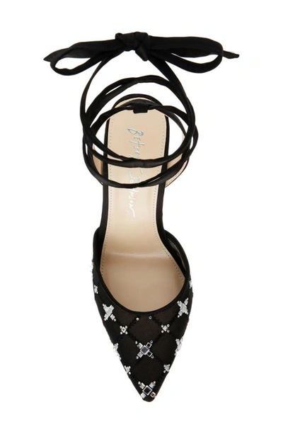 Shop Betsey Johnson Angel Ankle Wrap Pointed Toe Pump In Black