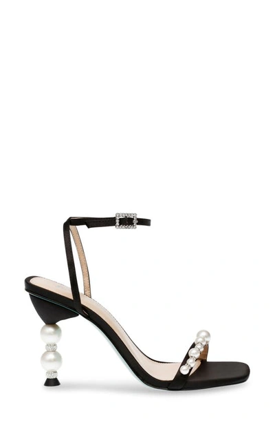 Shop Betsey Johnson Jacy Imitation Pearl Ankle Strap Sandal In Black