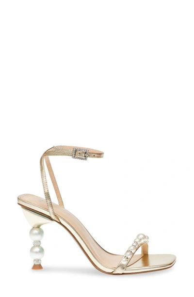 Shop Betsey Johnson Jacy Imitation Pearl Ankle Strap Sandal In Gold