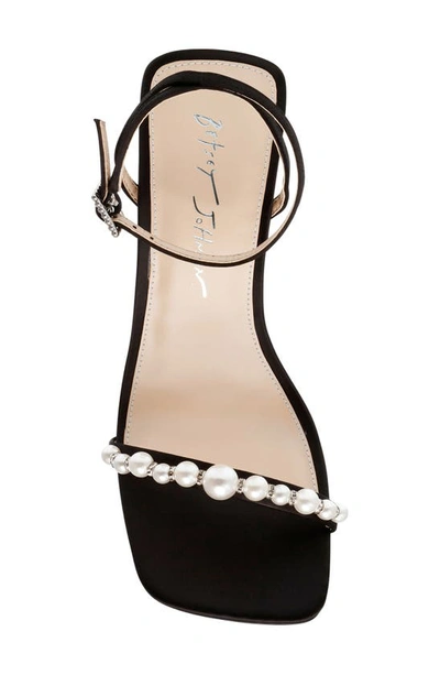 Shop Betsey Johnson Jacy Imitation Pearl Ankle Strap Sandal In Black