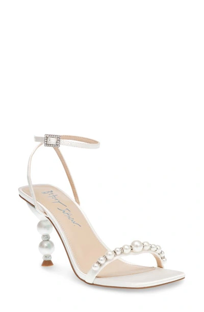 Shop Betsey Johnson Jacy Imitation Pearl Ankle Strap Sandal In Ivory