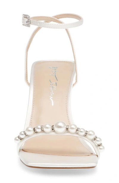 Shop Betsey Johnson Jacy Imitation Pearl Ankle Strap Sandal In Ivory